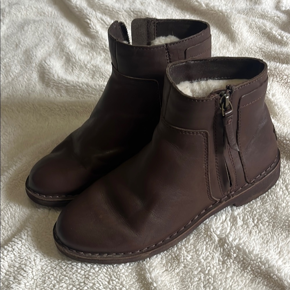 UGG Chocolate Leather Ankle Booties